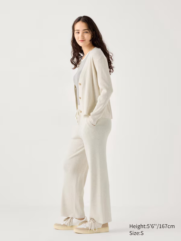 Washable Knit Ribbed Trousers | UNIQLO (UK)