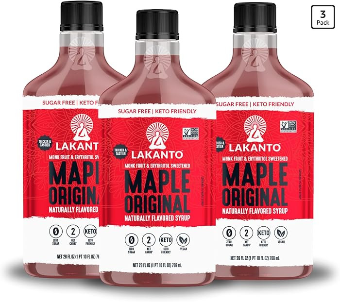 Lakanto Sugar Free Maple Syrup - Monk Fruit Sweetener, Keto Diet Friendly, Vegan, 1g Net Carbs, P... | Amazon (US)