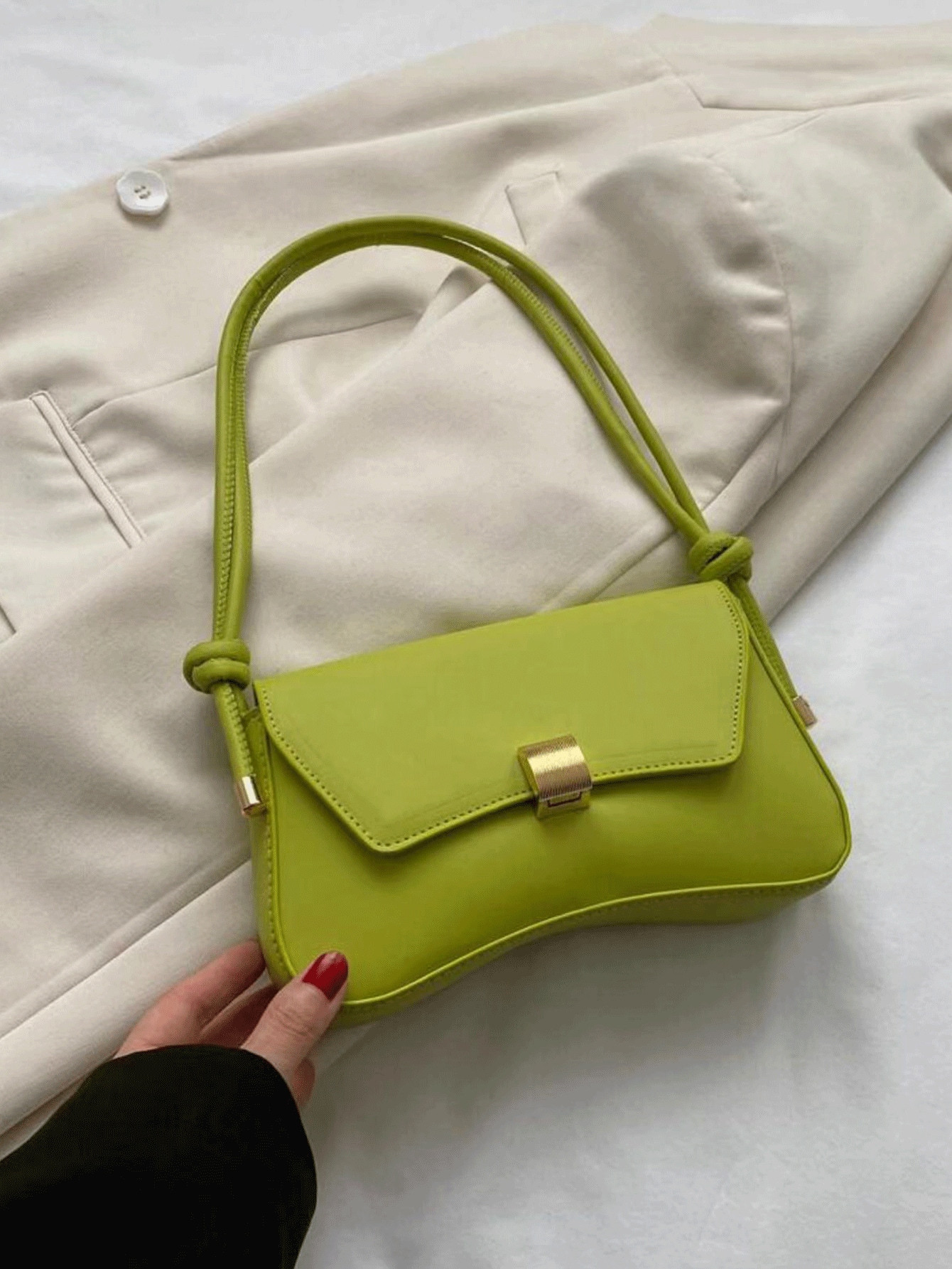 2023 New Fashion Women's Underarm Bag, Stick Bag, Personalized Metal Buckle Decorative Design, Si... | SHEIN
