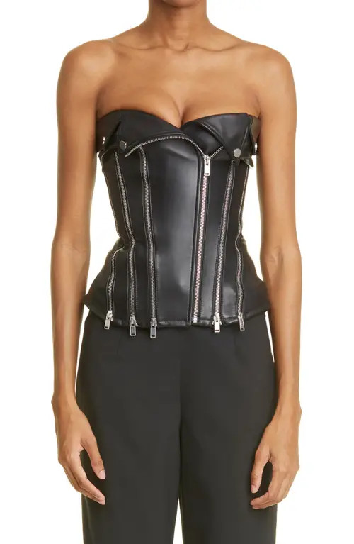 Dion Lee Leather Biker Zip Corset in Black at Nordstrom, Size 0 Us | Nordstrom