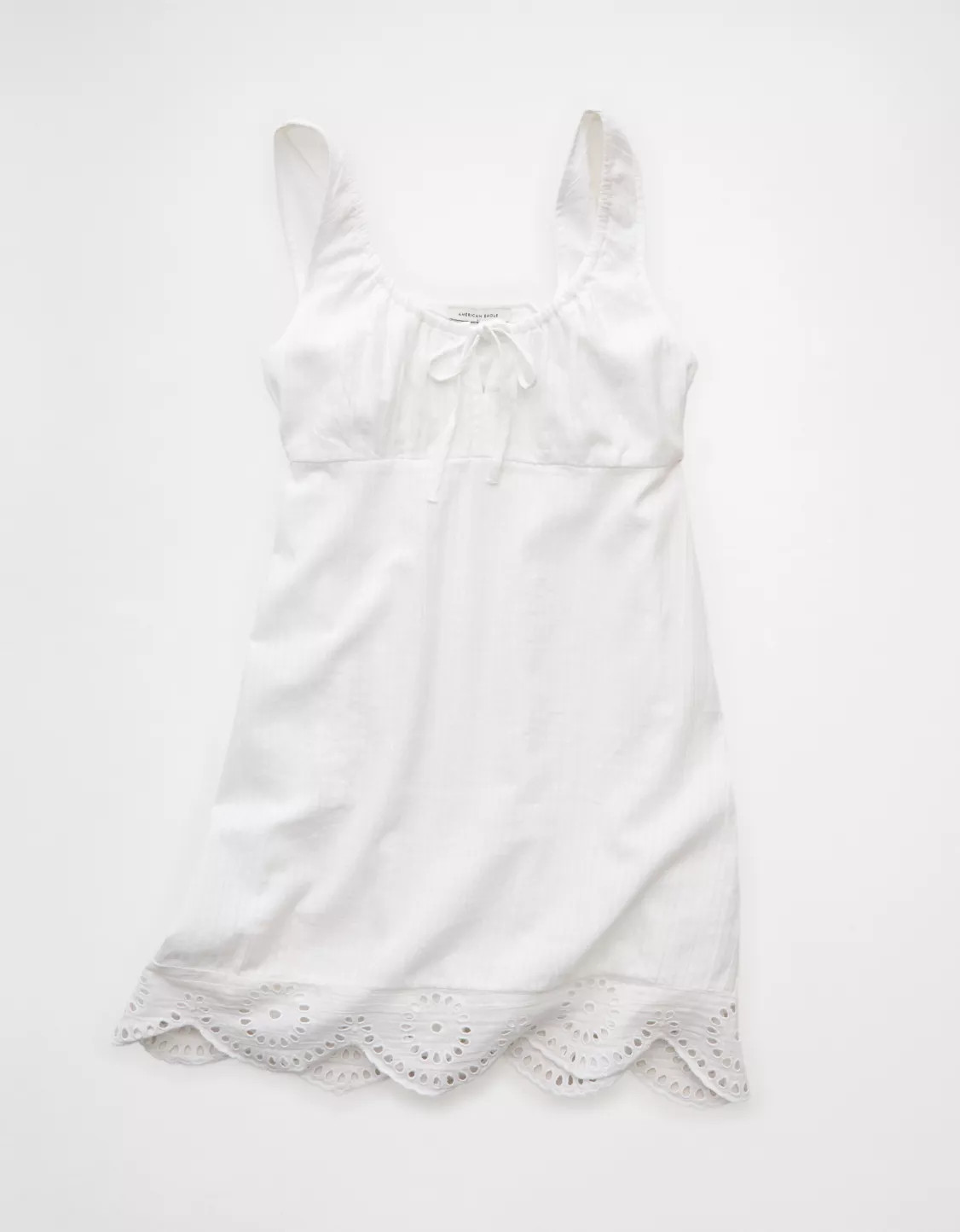 AE Scoop Neck Embroidered Mini Dress | American Eagle Outfitters (US & CA)