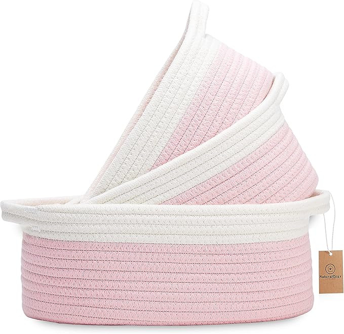 NaturalCozy 3-Piece Oval Storage Basket Set– Natural Rope Woven Baskets for Storage, Gift Baske... | Amazon (US)