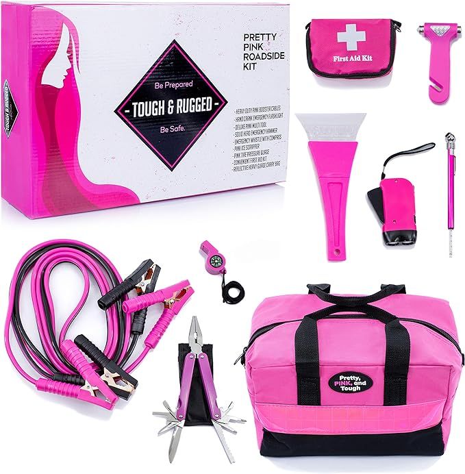 Pretty Pink Roadside Kit - Pink Emergency Kit for Teen Girls and Women - Car Accessories for Wome... | Amazon (US)