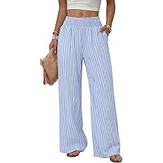 Sampeel Wide Leg Pants Woman High Waist Trousers with Pockets Casual Lounge | Amazon (US)
