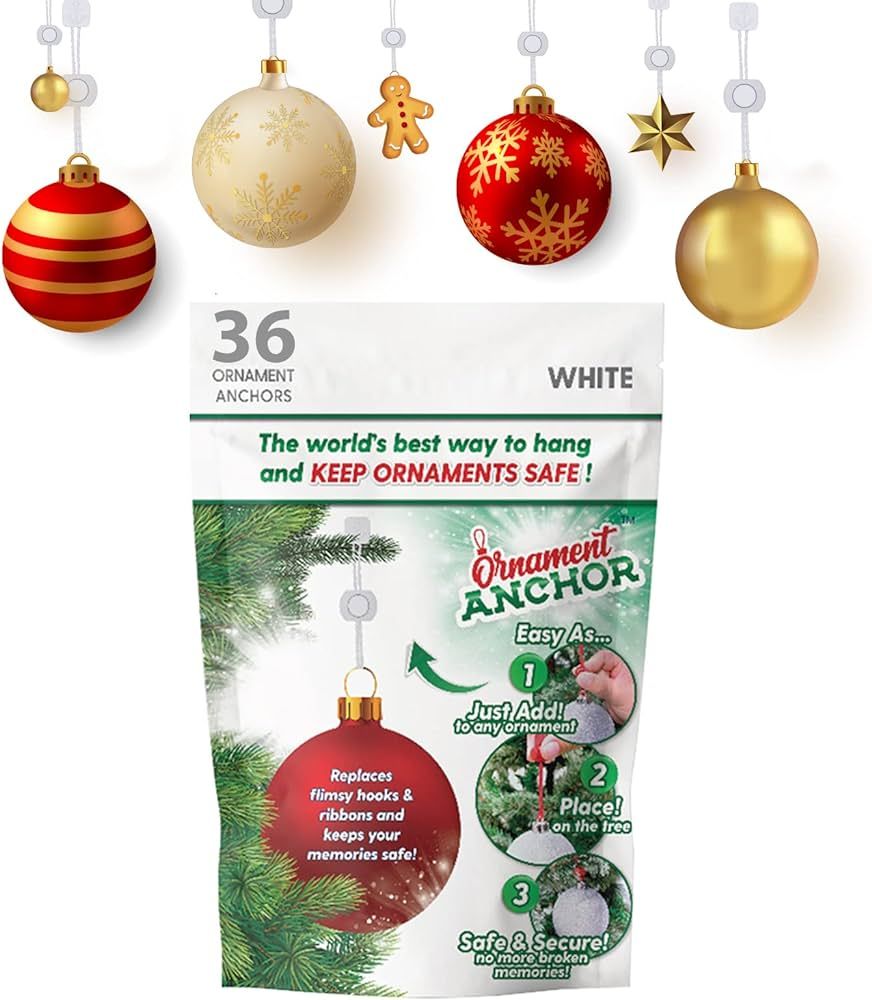 ORNAMENT ANCHOR Ornament Hooks for Hanging Christmas Decorations - No-Slip Hanging Hooks for Xmas... | Amazon (US)