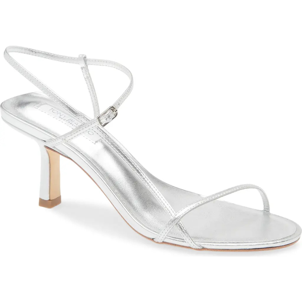 Tony Bianco Caprice Ankle Strap Sandal in Silver Nappa Metallic at Nordstrom, Size 7 | Nordstrom