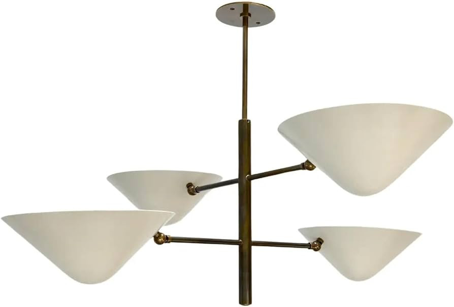 Vintage Brass Mid Century Off White Three Arm Chandelier Light Stilnovo Style Adjustable Chandeli... | Amazon (US)