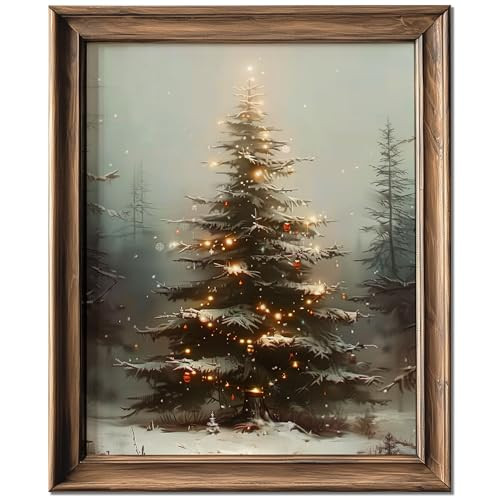 Vintage Christmas Tree Wall Decor, Christmas Decoration, Forest Wall Art Decor, Rustic Winter Hol... | Amazon (US)