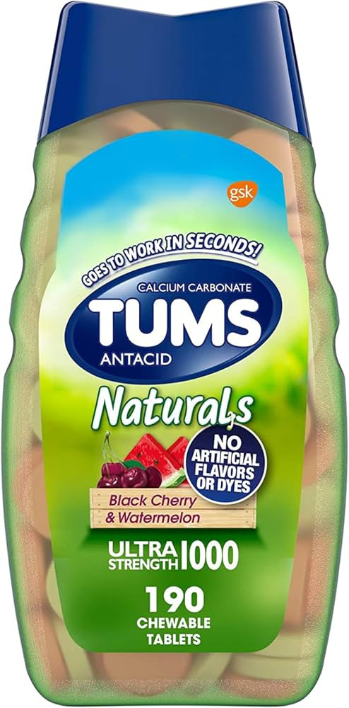 TUMS Naturals Ultra Strength Antacid Chews for Heartburn Relief, Great for a Summer BBQ - Black C... | Amazon (US)