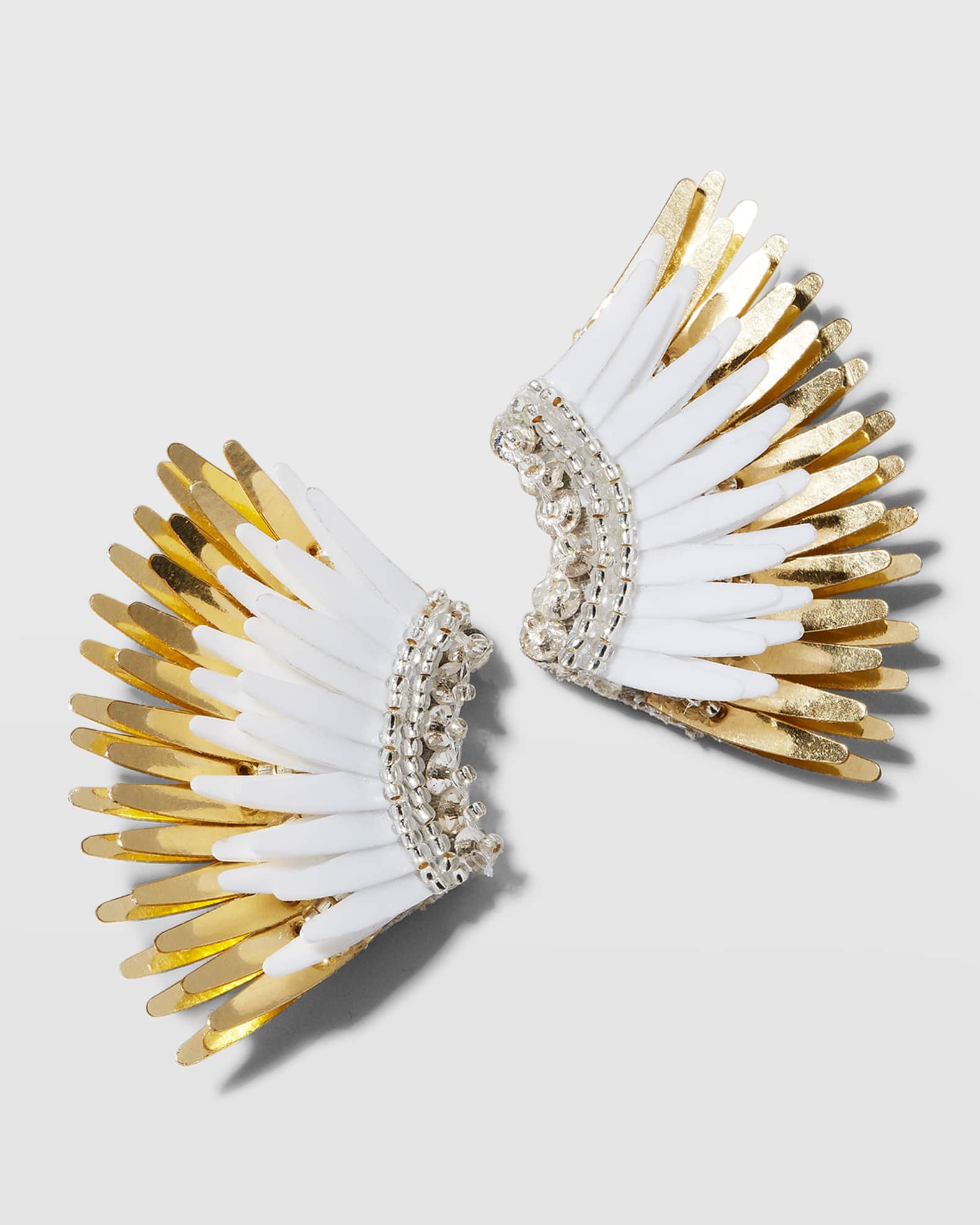 Mini Madeline Statement Earrings, White/Golden | Neiman Marcus