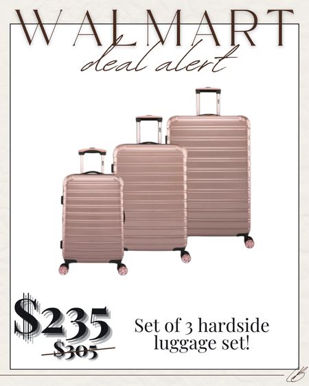 Hardsided luggage from Walmart on sale right now!! This set of 3 is so cute, I love this rose gold! 

#LTKsalealert #LTKfamily #LTKtravel