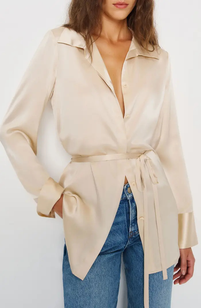 Camilla Tie Waist Silk Shirt | Nordstrom