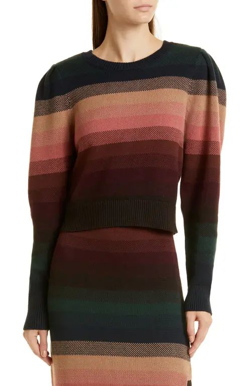 PAIGE Leda Stripe Cotton & Cashmere Sweater Skirt in Bonet Stripe at Nordstrom, Size X-Small | Nordstrom