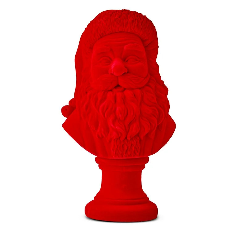 Flocked Santa Bust Christmas Tabletop Decoration, Red, 8", by Holiday Time | Walmart (US)