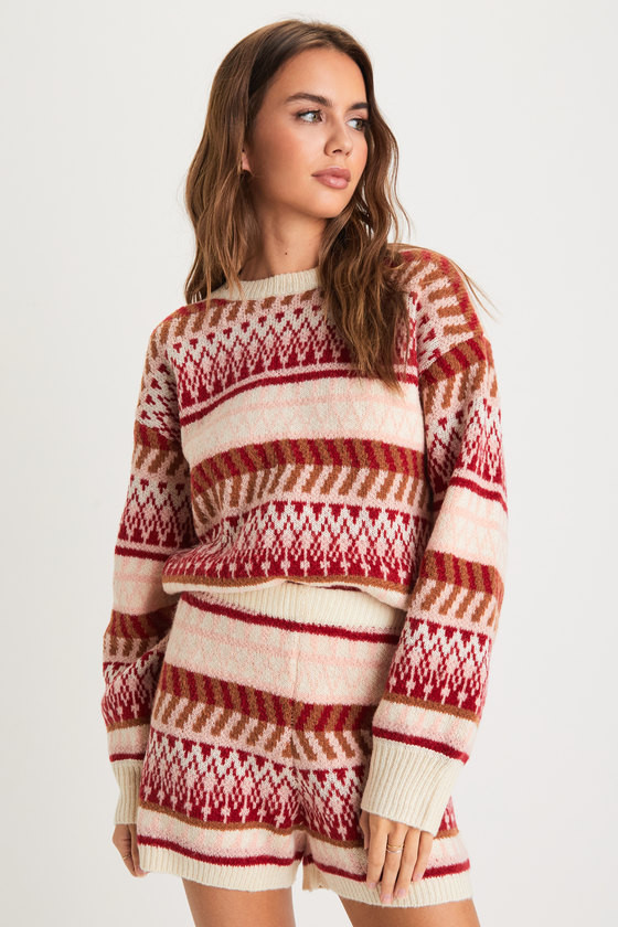 Toasty Moment Cream Multi Fair Isle Knit Sweater | Lulus (US)
