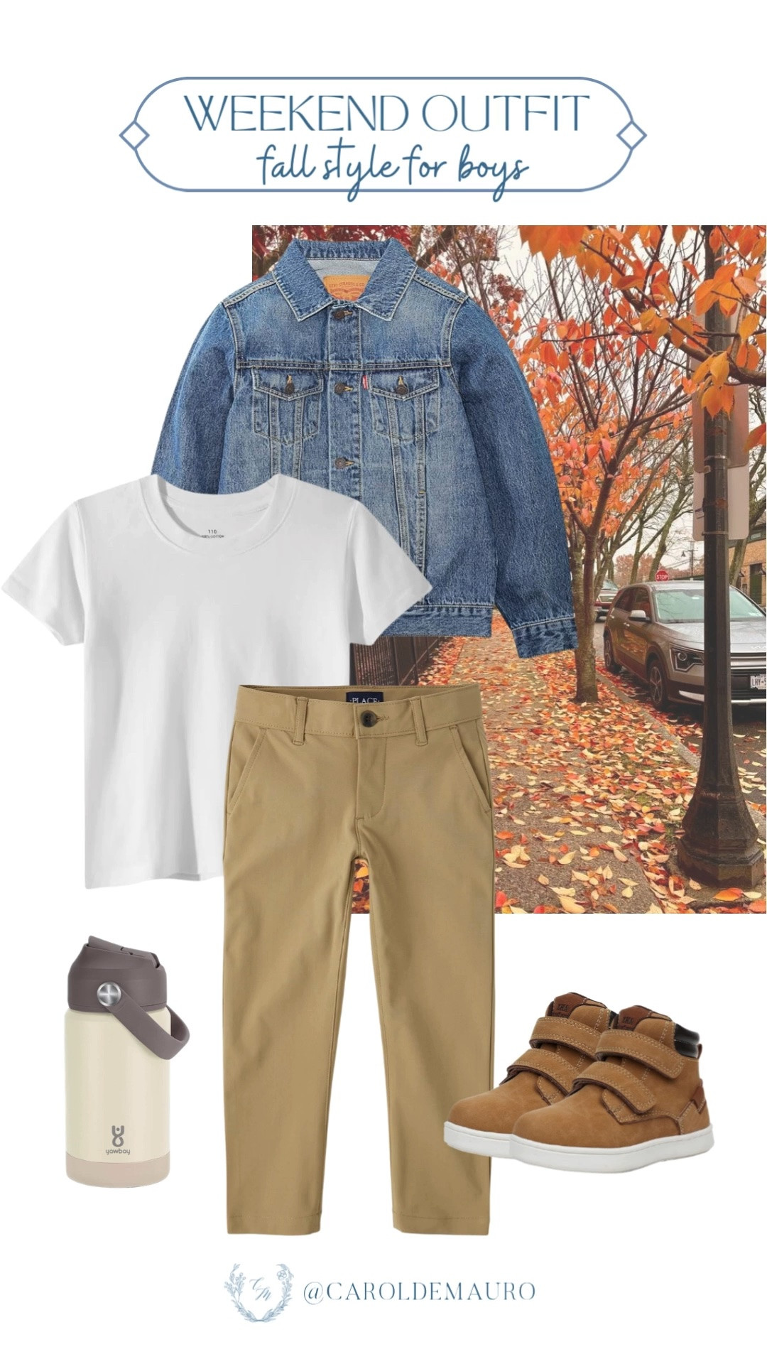 A denim jacket, white tee, and khaki pants make the easiest weekend outfit for fall! Simple, classic, and perfect for little adventures.

boys weekend outfit, denim jacket for kids, fall style boys, toddler casual outfit, boys fall wardrobe, autumn kids style

#LTKootd #LTKSeasonal #LTKKids