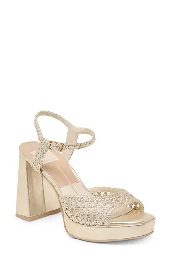 Dolce Vita Peyton Platform Sandal in Light Gold Woven at Nordstrom Rack, Size 5.5 | Nordstrom Rack
