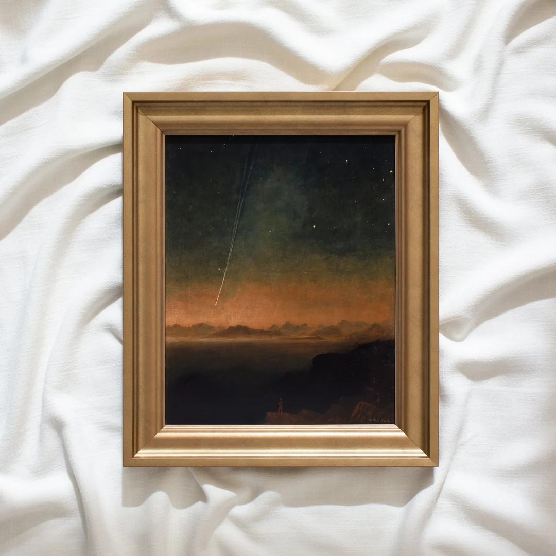 The Great Comet 260 Vintage Framed Night Sky Wall Art Paintings Antique Art Prints Vintage Landsc... | Etsy (US)