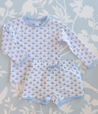 x The Broke Brooke Baby Boys 3-24 Months Round Neck Long Sleeve Printed Sailboat Rashgaurd Swim S... | Dillard's