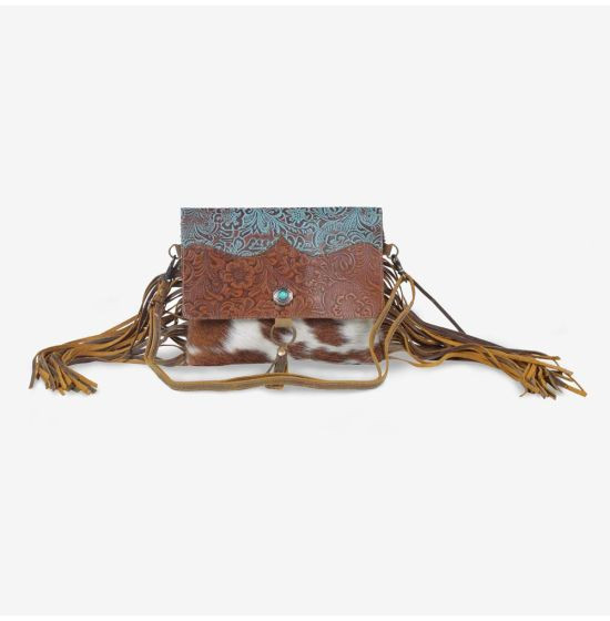 Cerulean Vines Fringe Leather and Hair-On Handbag | Rod's Western Palace/ Country Grace