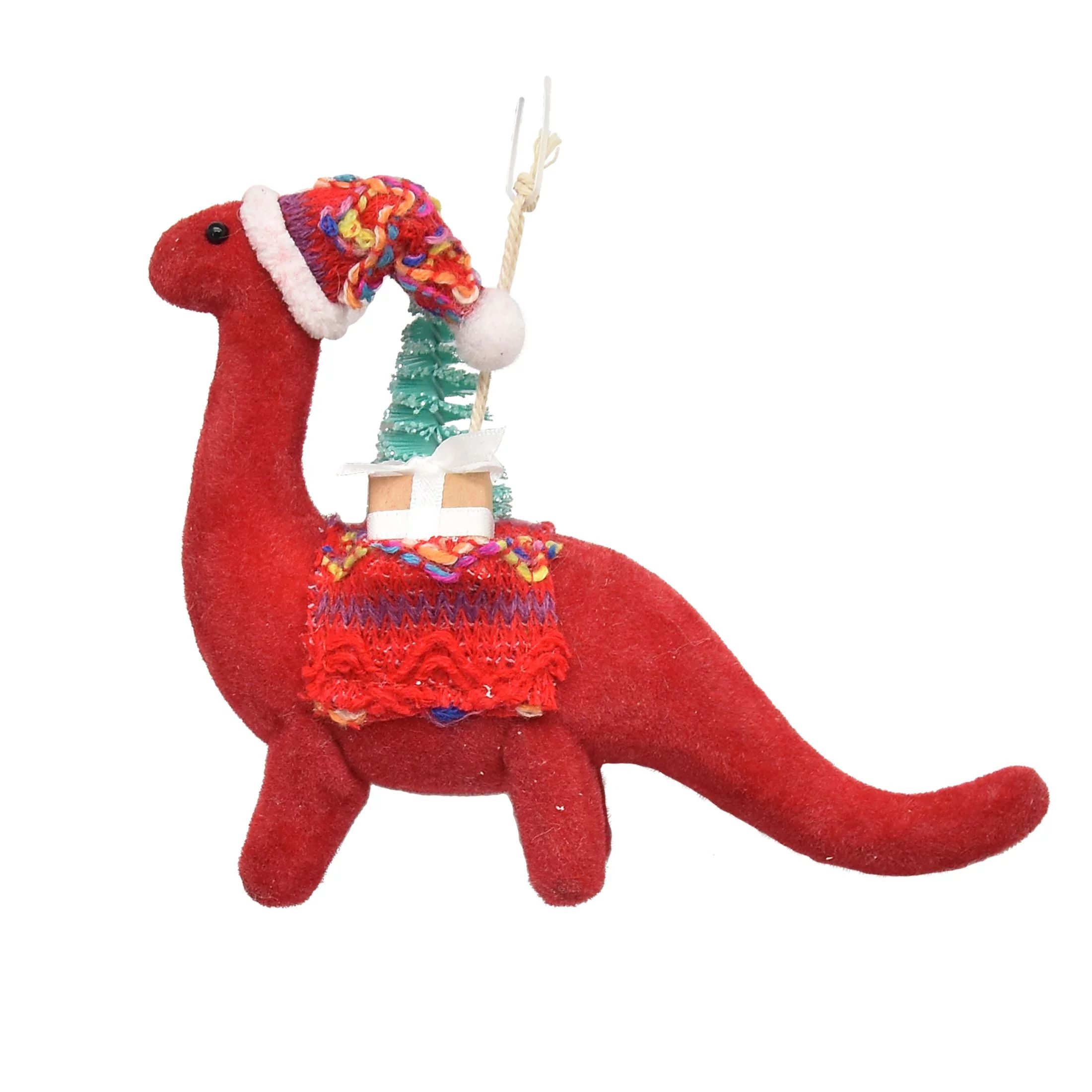 Holiday Time Ho Ho Ho Red Dinosaur with Presents and Green Christmas Tree Decorative Figurine Acc... | Walmart (US)