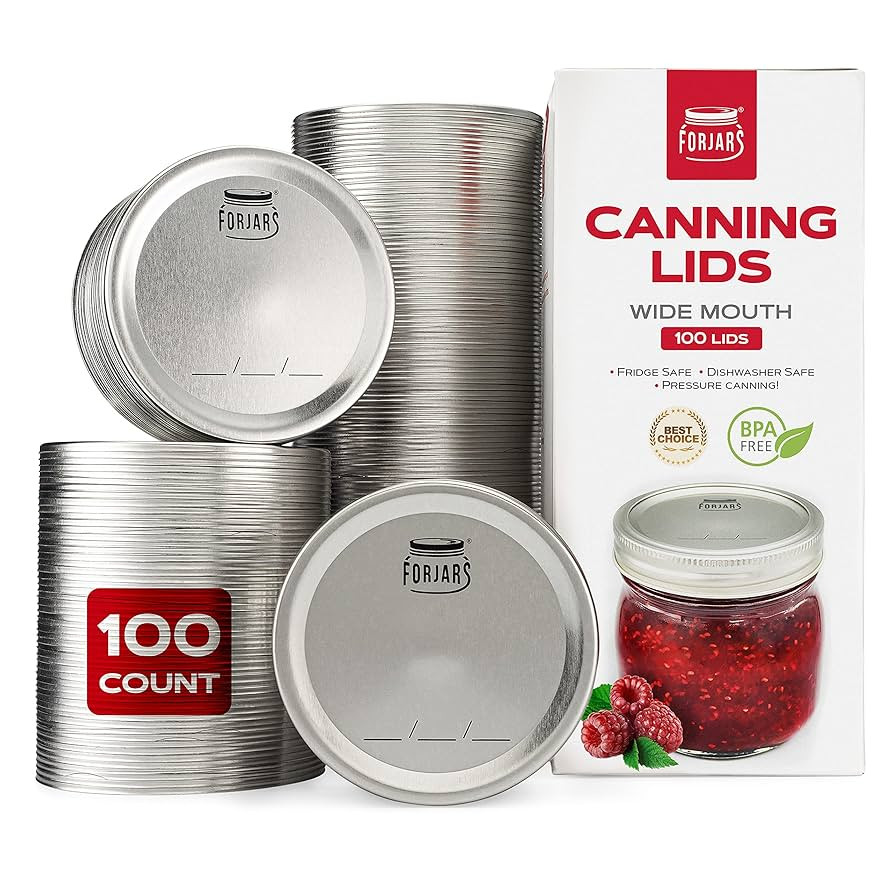 FORJARS - Wide Mouth Canning Lids, 100-Pack – Create Airtight Seals on Mason Jars to Preserve F... | Amazon (US)
