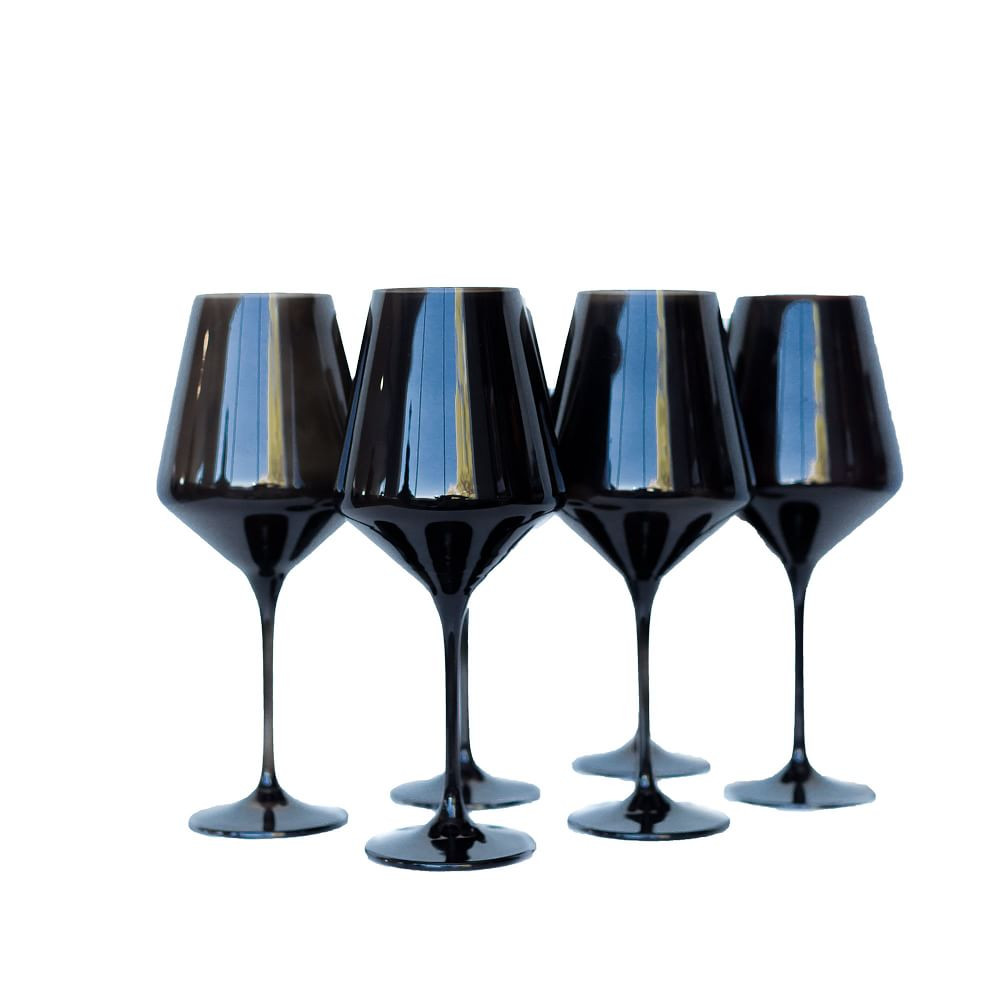 Estelle Colored Stemware, Glass, Black, Set of 6 | West Elm (US)
