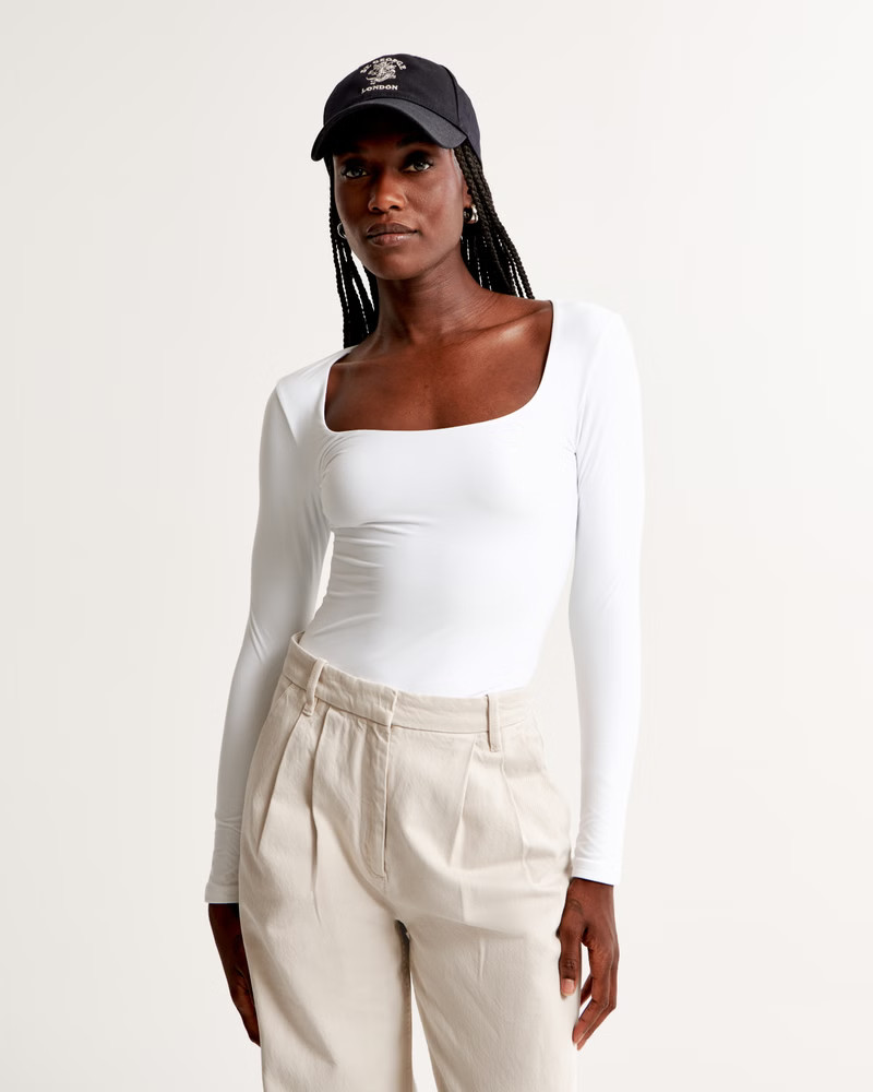 Women's Soft Matte Seamless Long-Sleeve Tuckable Squareneck Top | Women's Tops | Abercrombie.com | Abercrombie & Fitch (US)