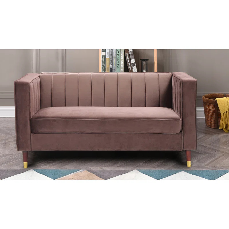 Everly Quinn Louis Velvet 56" Square Arm Loveseat | Wayfair North America