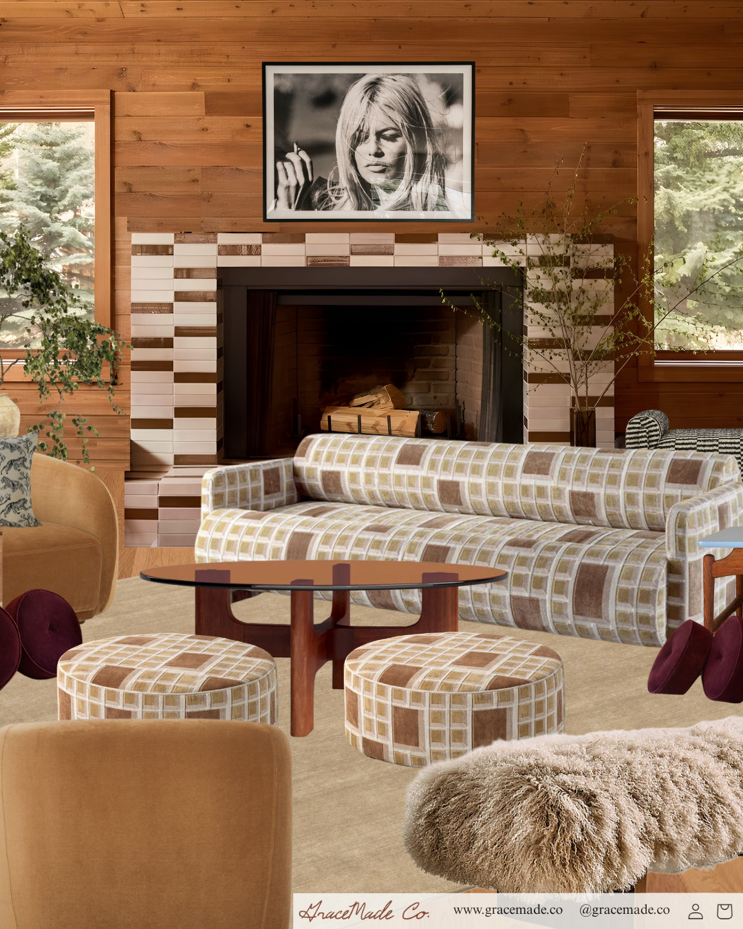 MCM lounge w/prints

Side Tables: GraceMade.Co 

 #LTKHome