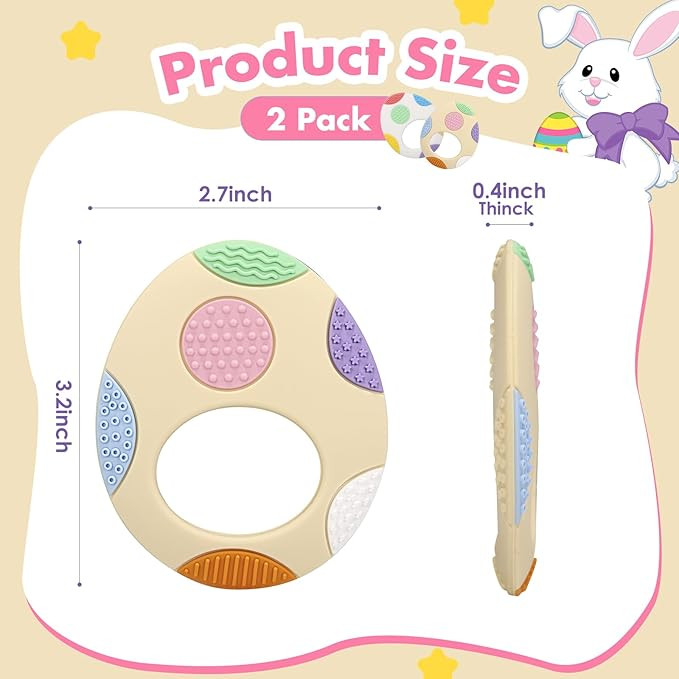 Easter Egg Silicone Teething Toys for Babies, 2-Pack - Colorful, Sensory Development Baby Chew To... | Amazon (US)