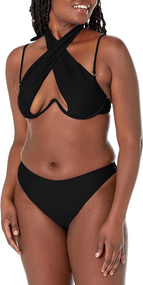 Lilosy Sexy Cute Underwire Cutout Halter Bikini Swimsuit Set Women Criss Cross Bathing Suit 2 Pie... | Amazon (US)