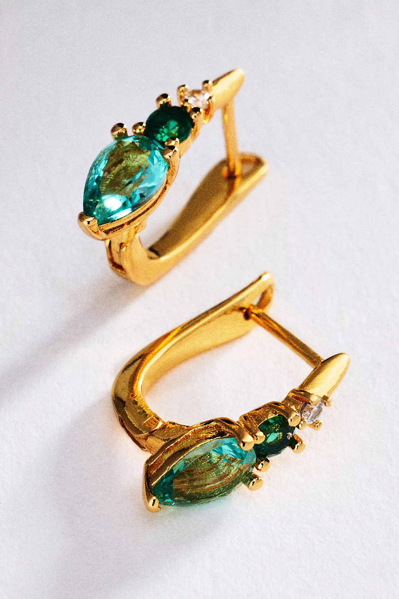 Pear-Cut Gemstone Huggie Hoop Earrings | Anthropologie (US)