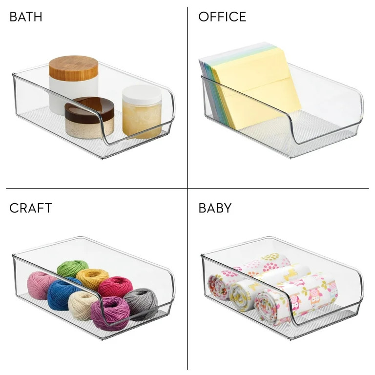 iDesign Pantry Organizer Bins for Cabinets or Fridge - Set of 4 - Clear | Walmart (US)