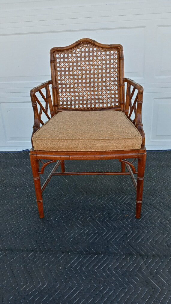 Mid Century Vintage Chinese Chippendale Faux Bamboo Cane Backrest Armchair / NO FREE SHIPPING Con... | Etsy (US)
