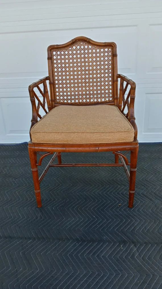 Mid Century Vintage Chinese Chippendale Faux Bamboo Cane Backrest Armchair / NO FREE SHIPPING Con... | Etsy (US)