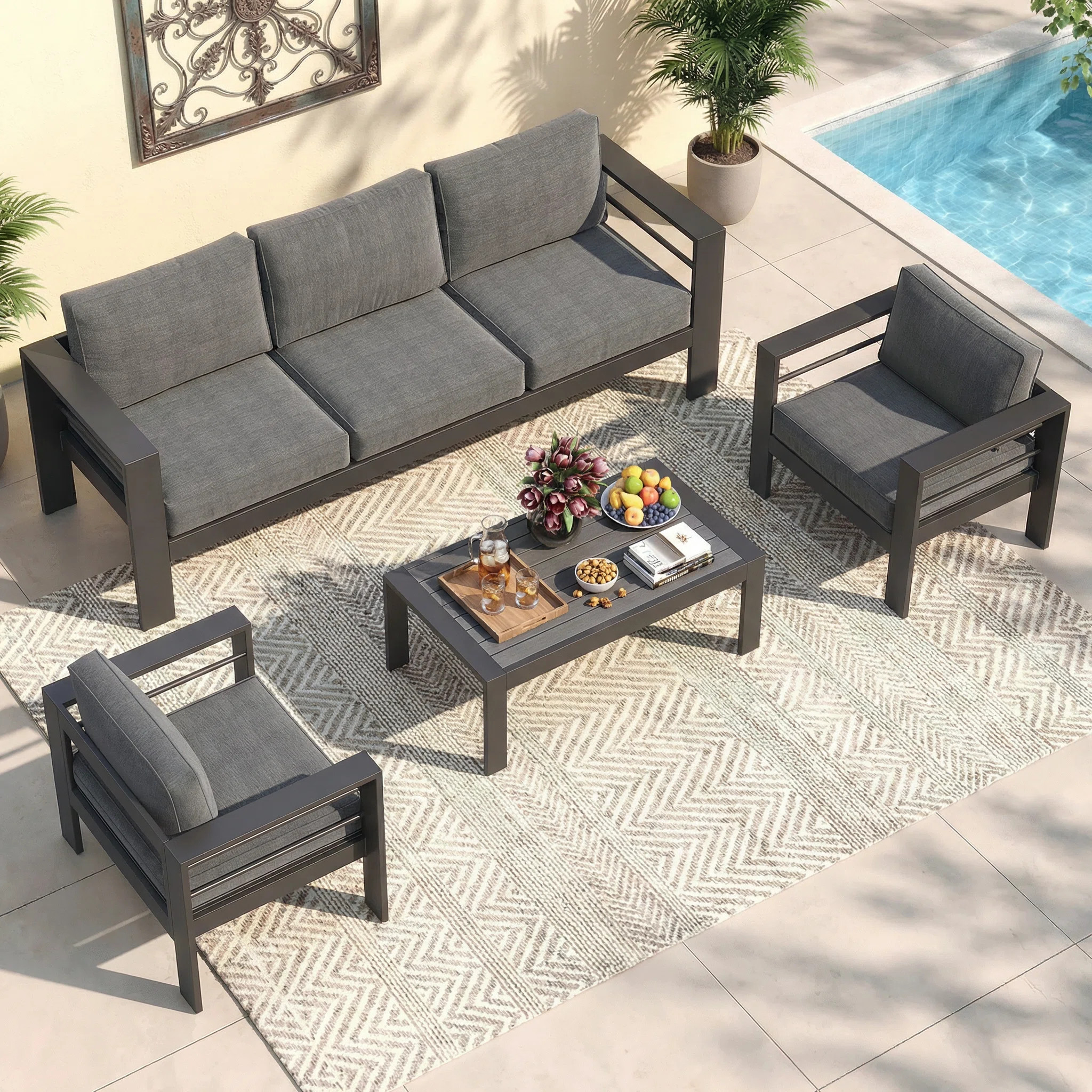 Green4ever Brandtley 5-Person Metal Outdoor Seating Group With Cushions & Reviews | Wayfair | Wayfair North America