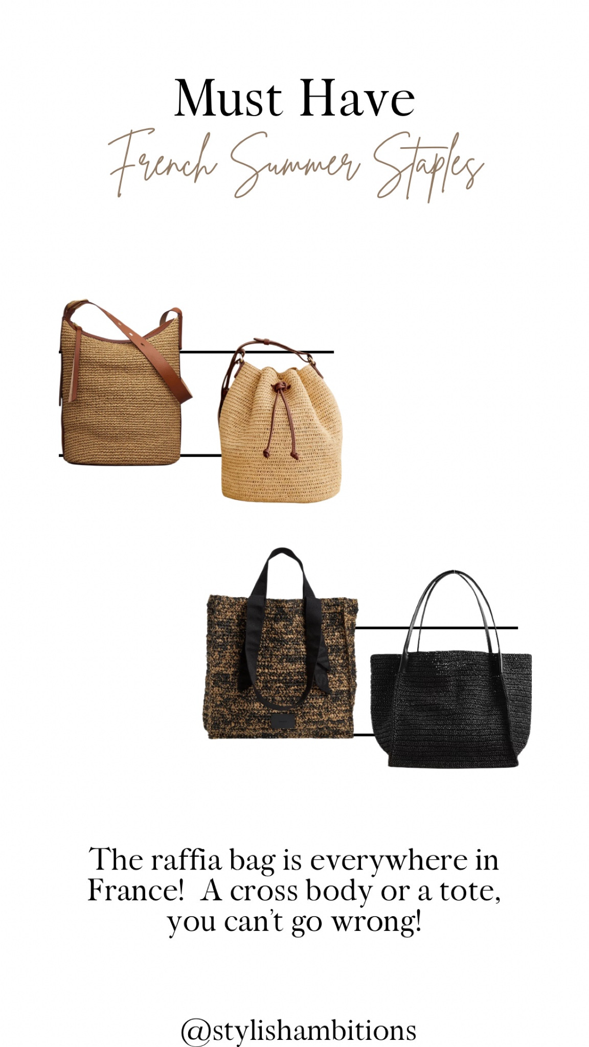 The raffia bag is what every chic French woman carries! 

#LTKOver40 #LTKItBag #LTKStyleTip