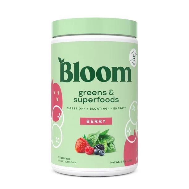 Bloom Nutrition Greens & Superfoods Powder, Mixed Berry, 25 Servings | Walmart (US)