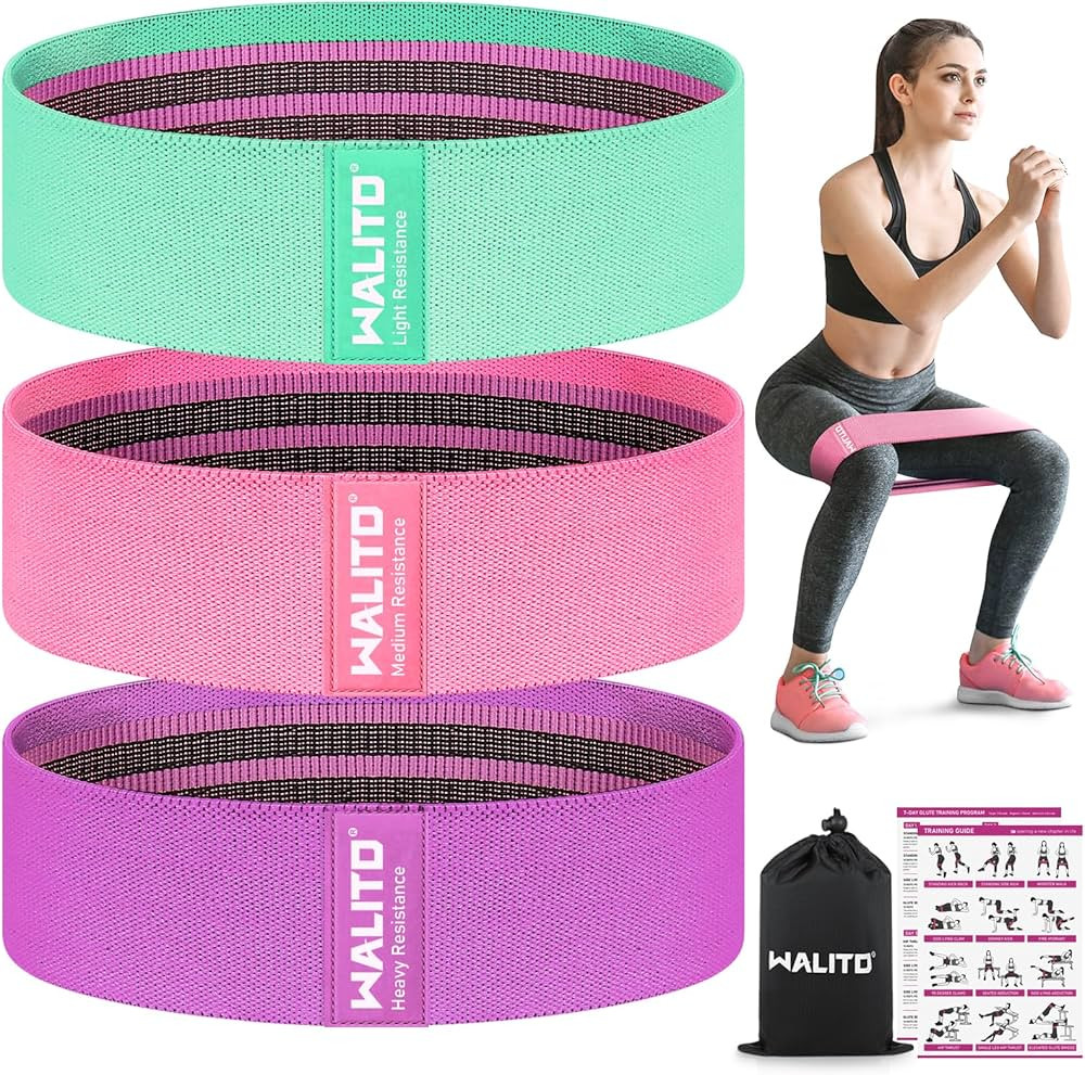 WALITO Resistance Bands for Legs and Butt, Fabric Exercise Loop Bands Yoga, Pilates, Rehab, Fitne... | Amazon (US)