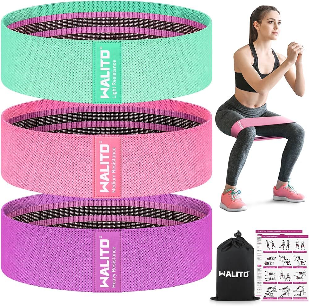 WALITO Resistance Bands for Legs and Butt, Fabric Exercise Loop Bands Yoga, Pilates, Rehab, Fitne... | Amazon (US)