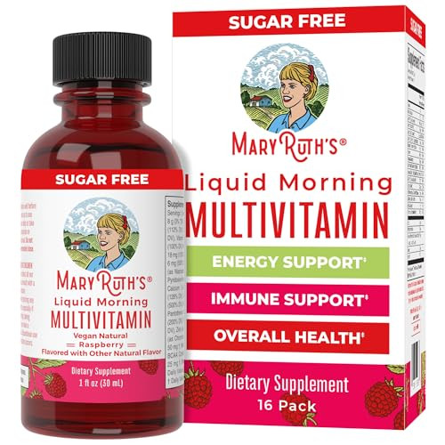 MaryRuth Organics Multivitamin for Women Men & Kids No Added Sugar | Morning Raspberry | Liquid Vitamins for Adults & Kids | Mens | Womens Multivitamin | Energy & Beauty Booster | 16-1 Fl Oz Bottles | Amazon (US)