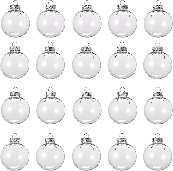 20 Pcs 2.36 Inch Clear Plastic Fillable Ornament Balls, DIY Plastic Ornaments Round Balls, Remova... | Amazon (US)