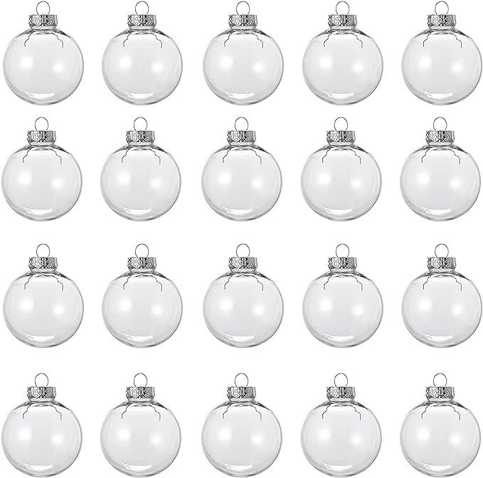 20 Pcs 2.36 Inch Clear Plastic Fillable Ornament Balls, DIY Plastic Ornaments Round Balls, Remova... | Amazon (US)