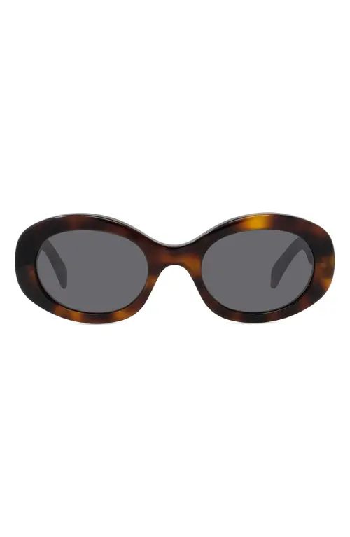 CELINE Triomphe 54mm Oval Sunglasses in Shiny Classic Havana/Smoke at Nordstrom | Nordstrom