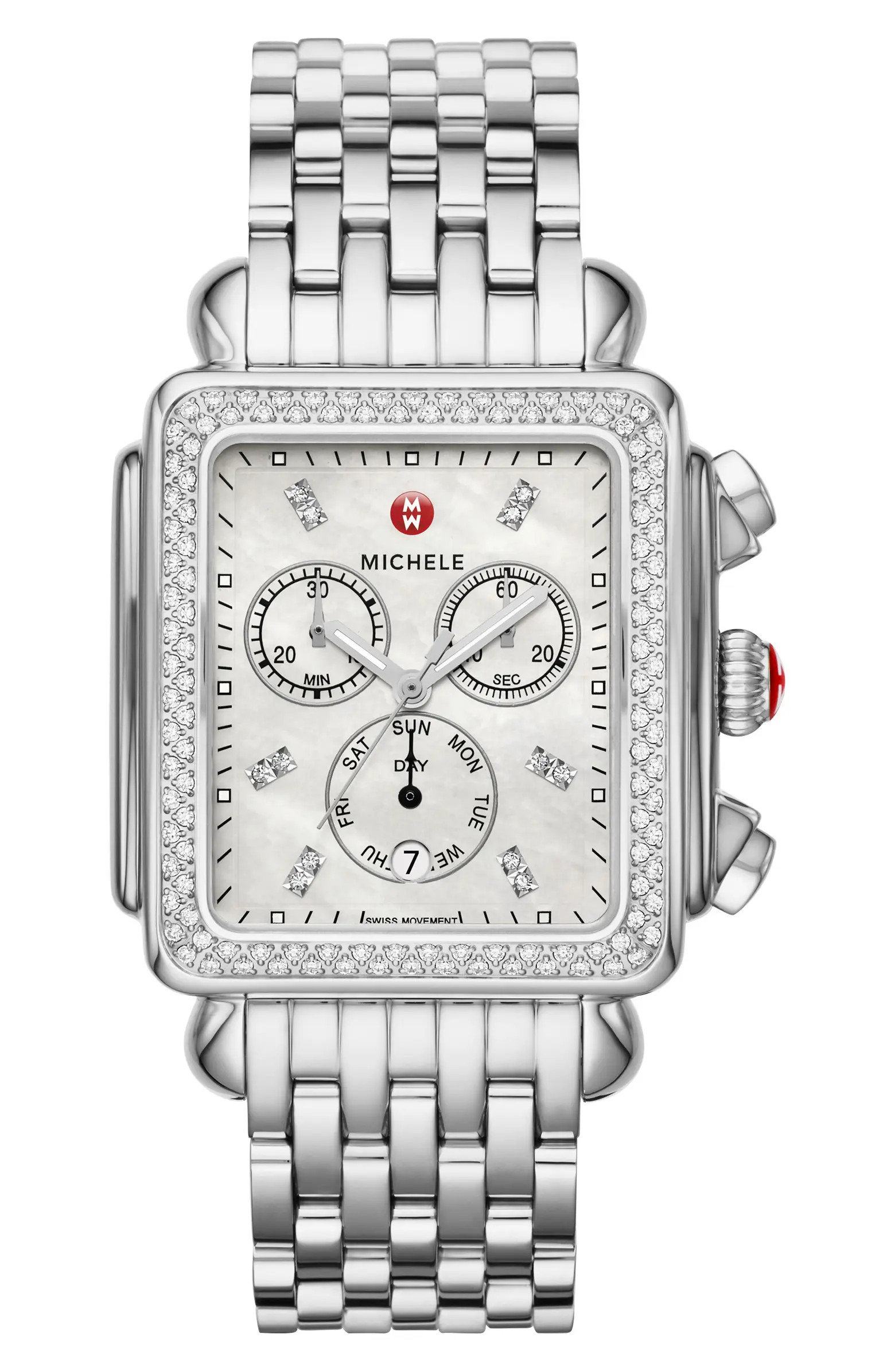 MICHELE Deco XL Chronograph Diamond Bracelet Watch, 36mm x 37.5mm | Nordstrom | Nordstrom