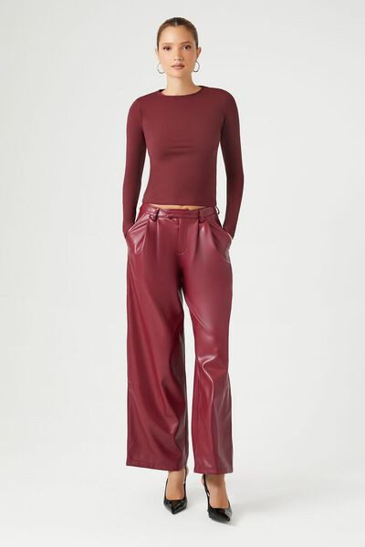 Faux Leather Wide-Leg Trousers | Forever 21 | Forever 21 (US)