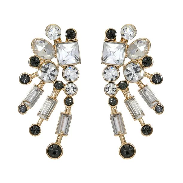 Seren Jewelry Women's Crystal and Black Gem Earrings - Walmart.com | Walmart (US)