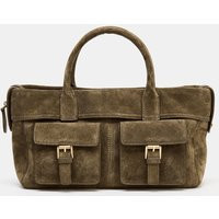 Zara - Leather Handbag With Pockets - Green - One Size Only - Woman | Zara UK