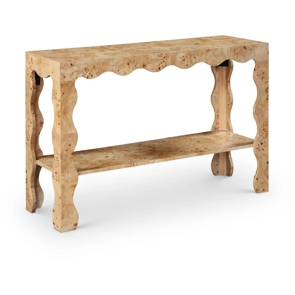 Meridian Furniture Vassa Natural Burl Veneer Console Table | Walmart (US)